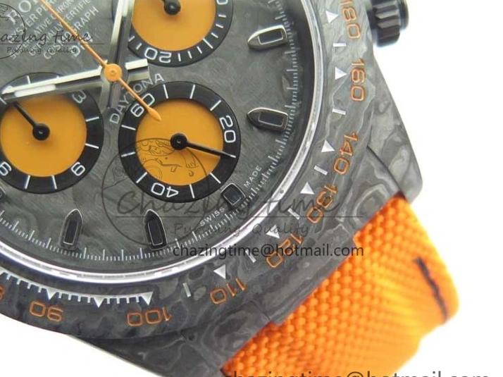 MiroTime 0122 Daytona DIW Carbon Noob 1:1 Best Edition Black Orange Dial on Orange Nylon Strap SA TopPick 2586